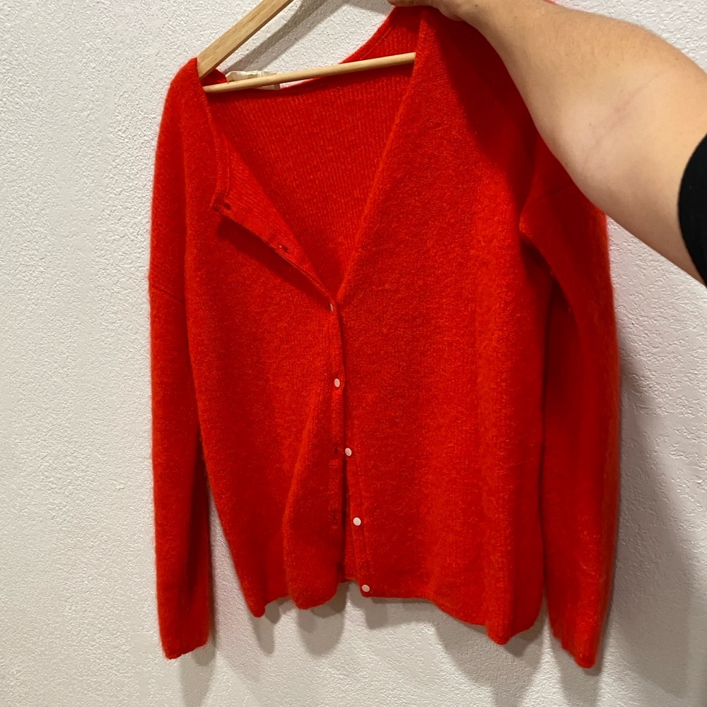 Sézane Red Gaspard Cardigan Sweater